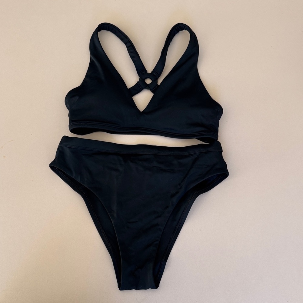 JOLYN BLACK HIGH WAISTED BIKINI - SMALL